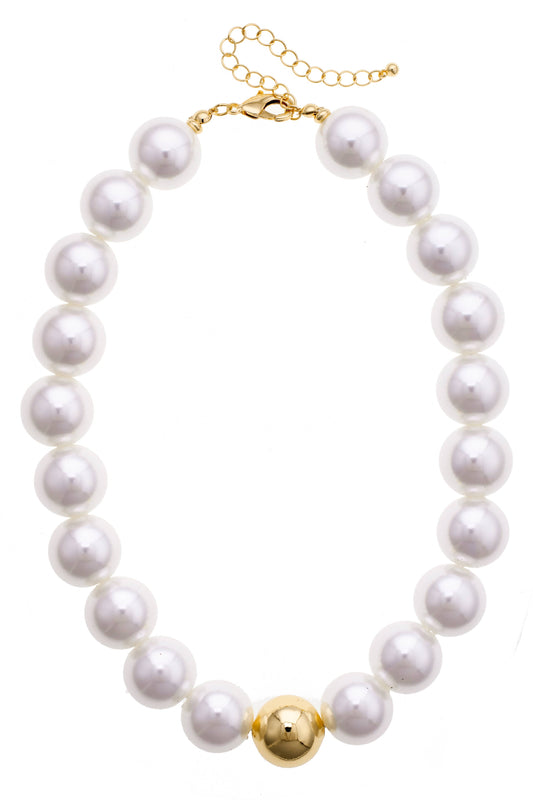 Marjorie Beaded Gumball Necklace in Ivory