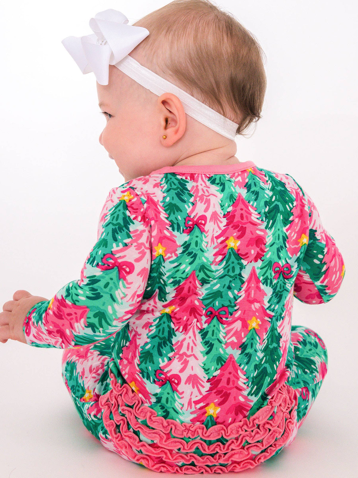 SoftSnooze™ Baby Girls Bamboo Viscose Pink Jolly Grove Footed Ruffle One Piece Pajama