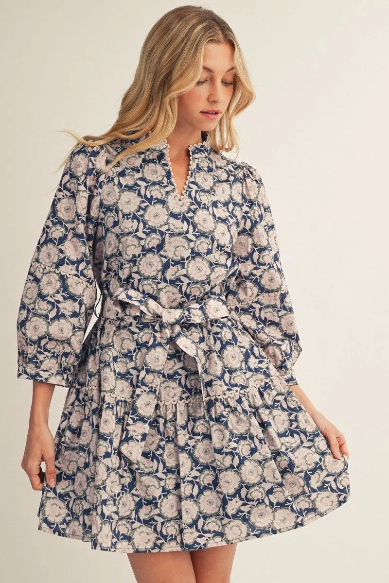 Midnight Blue Floral Dress