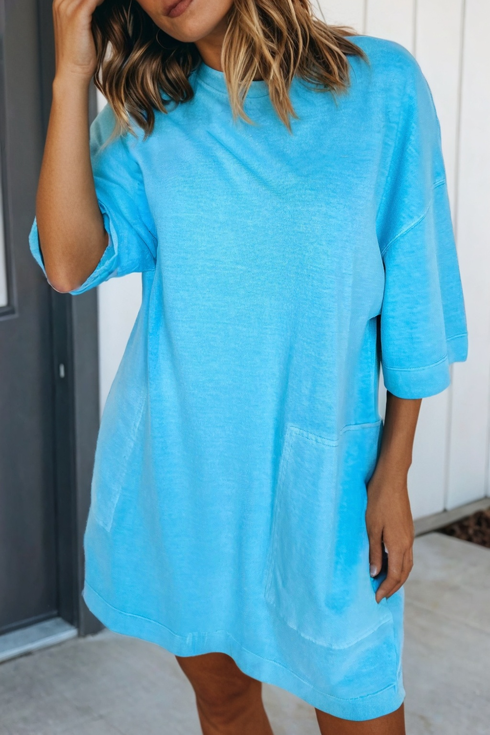 Drop Shoulder Loose T Shirt Mini Dress
