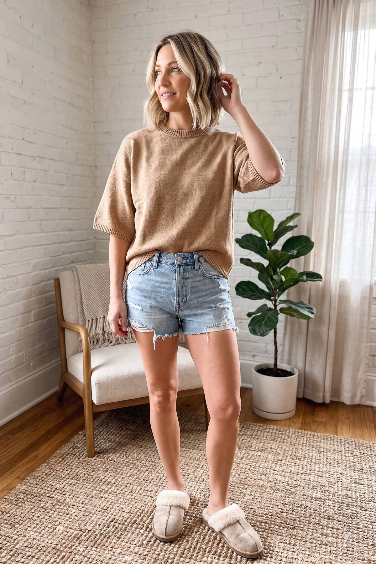 Short Sleeve Oversized Sweater Top