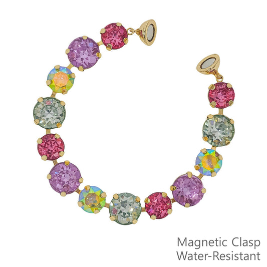 Water Resistant 10&12MM Crystal Light Multi Stone with Magnetic Closure Bracelet