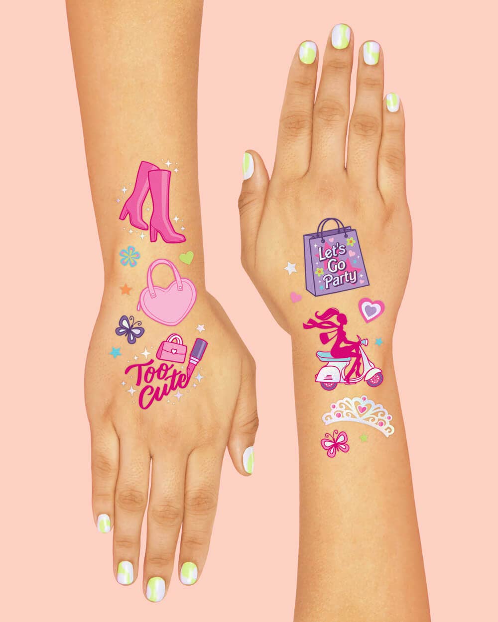 Kids Barbie Temporary Tattoos | Pink party favors, girl bday