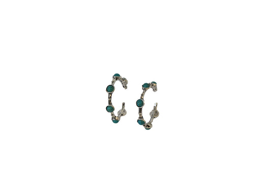 1.25" Silver Hoop Earring with Turquoise Accents