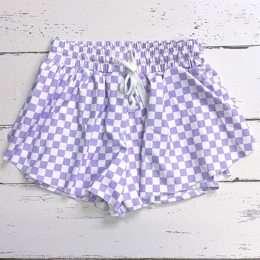 Purple Checker Hi-performance shorts